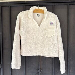 New Era Clippers Cream Teddy Jacket Cozy Fleece Collared